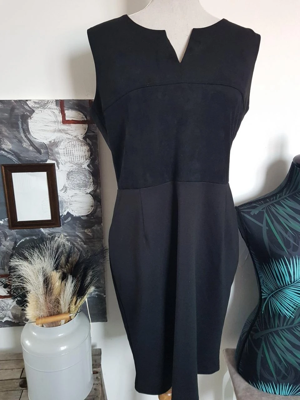🖤Robe noire bi-matière suédine Larah Créateur Paris T42/44